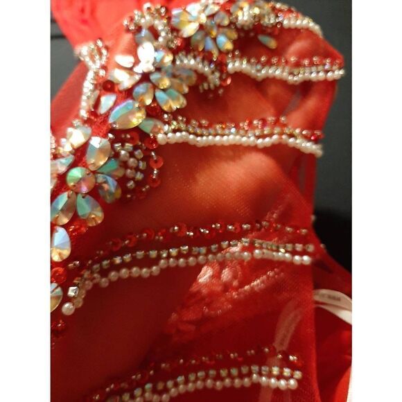 HOST PICK 🥳🥳0 Alyce Paris Red Beaded Sequin Pearl Embellished Formal Dress - Picture 7 of 7